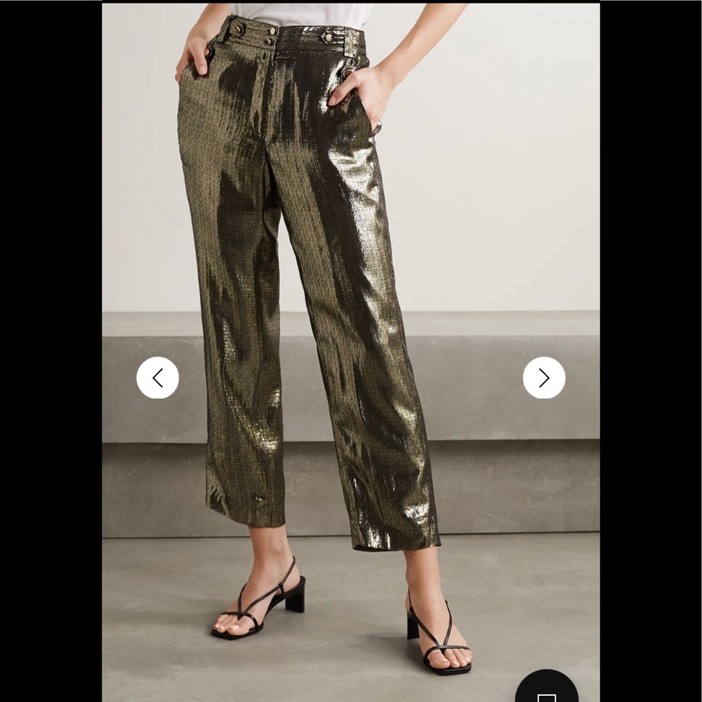 NWT,DEREK LAM 10 CROSBY
silk/Lurex-straight-leg